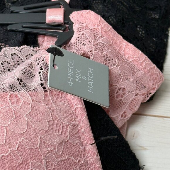 NWT Four Piece Marilyn Monroe Bra and Panties Mix and Match 36C Black Pink Heart - Picture 5 of 9
